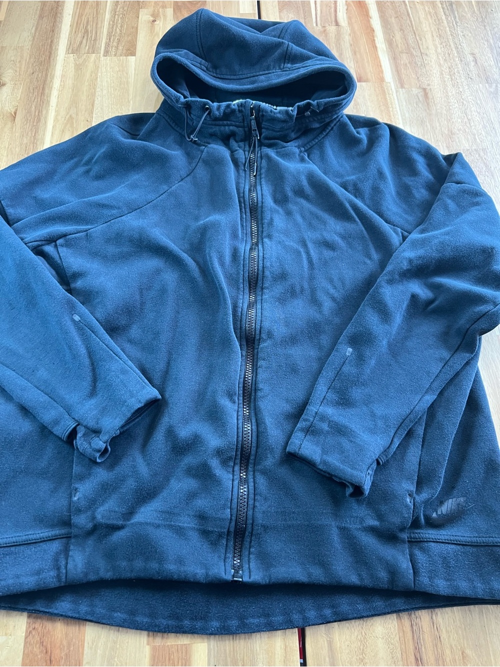 Nike Black Full Zip Hoodie Women’s XL Distressed Worn